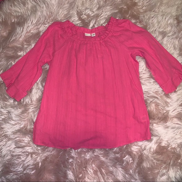 Westbound Tops - Off the Shoulder L Pink Crinkled Long Sleeve